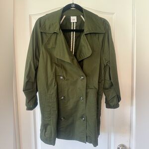 CAbi dark green double breasted 3/4 length trench coat!!! Euc!!!